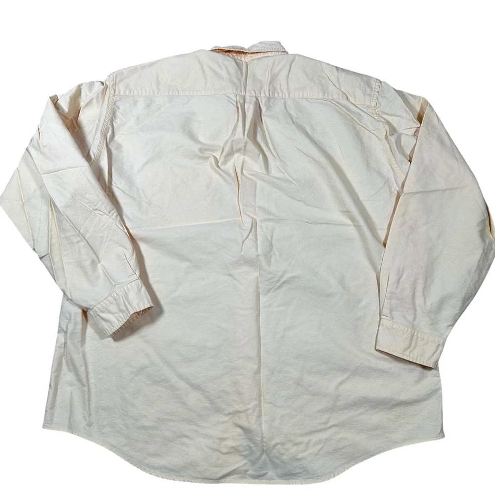 Vintage J Crew Oarsman Label Poplin Peach Salmon Cotton Normcore‎ Shirt Men's XL